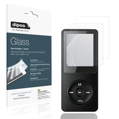Matte Displayschutzfolie von dipos passend für Witfoam SHD151 MP3-Player, 9H kratzfest und blasenfrei montiert