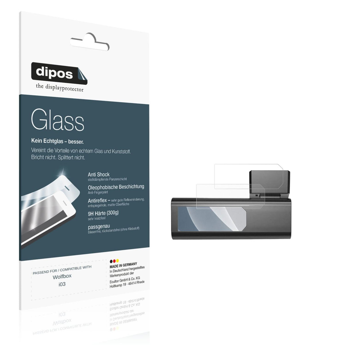 Matte Displayschutzfolie von dipos passend für Wolfbox i03, 9H kratzfest und blasenfrei montiert