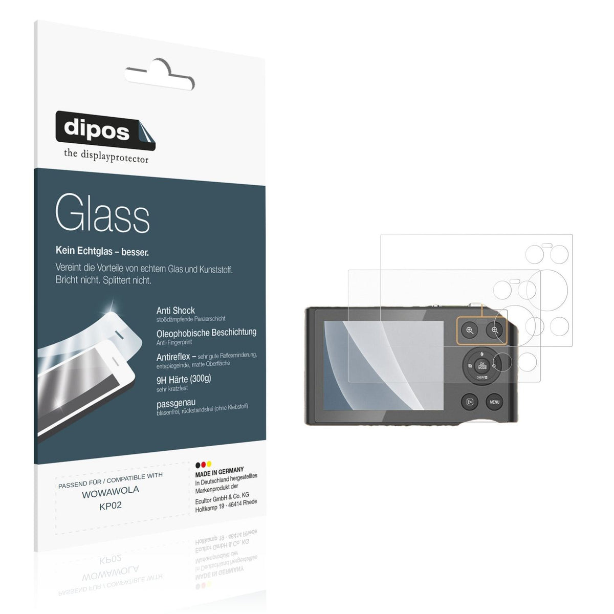 Matte Displayschutzfolie von dipos passend für WOWAWOLA KP02, 9H kratzfest und blasenfrei montiert