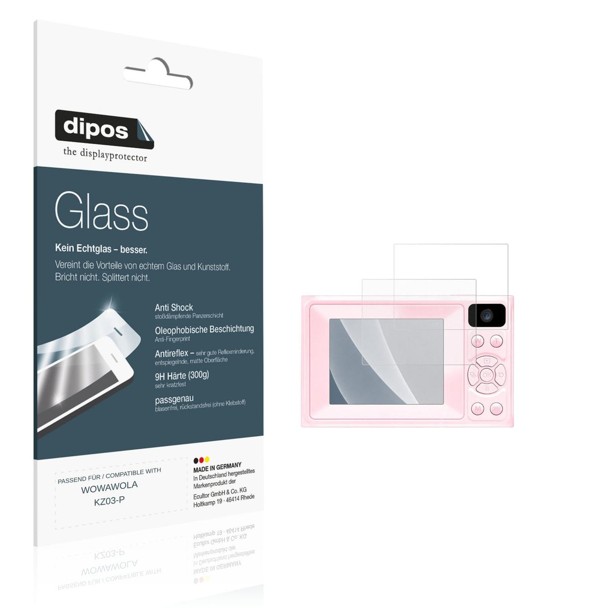 Matte Displayschutzfolie von dipos passend für WOWAWOLA KZ03-P, 9H kratzfest und blasenfrei montiert