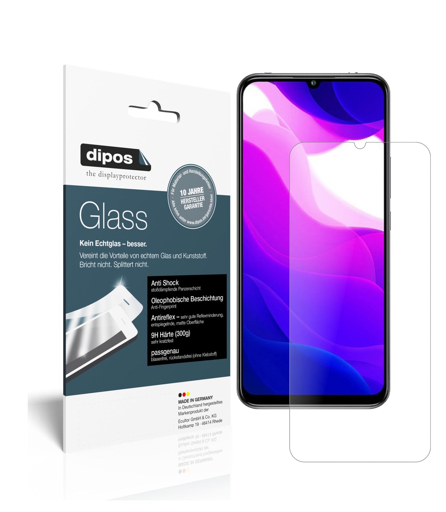 Matte Displayschutzfolie von dipos passend für Xiaomi Mi 10 Lite 5G, 9H kratzfest und blasenfrei montiert