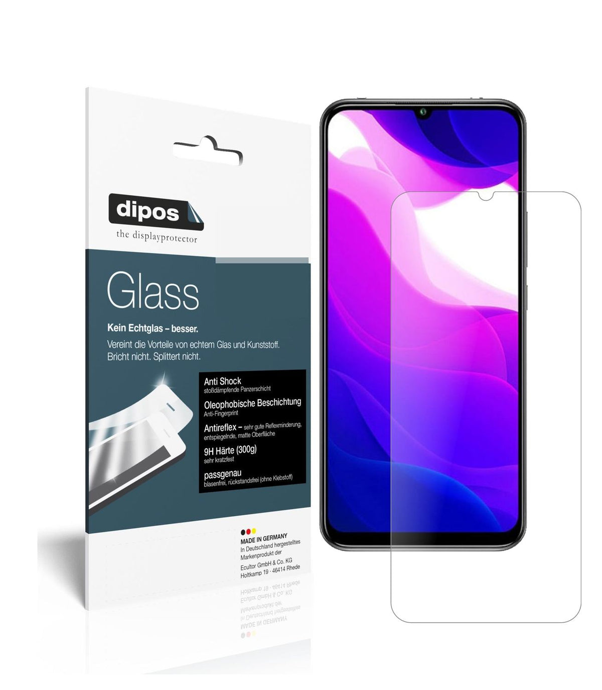 Matte Displayschutzfolie von dipos passend für Xiaomi Mi 10 Lite 5G, 9H kratzfest und blasenfrei montiert