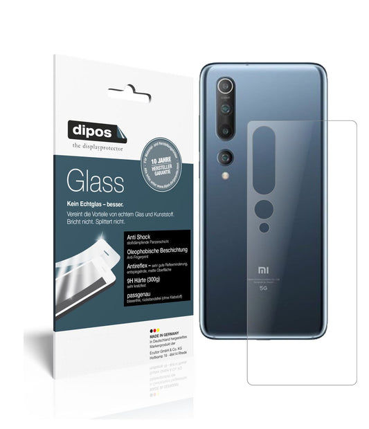 Matte Displayschutzfolie von dipos passend für Xiaomi Mi 10 Rückseite, 9H kratzfest und blasenfrei montiert