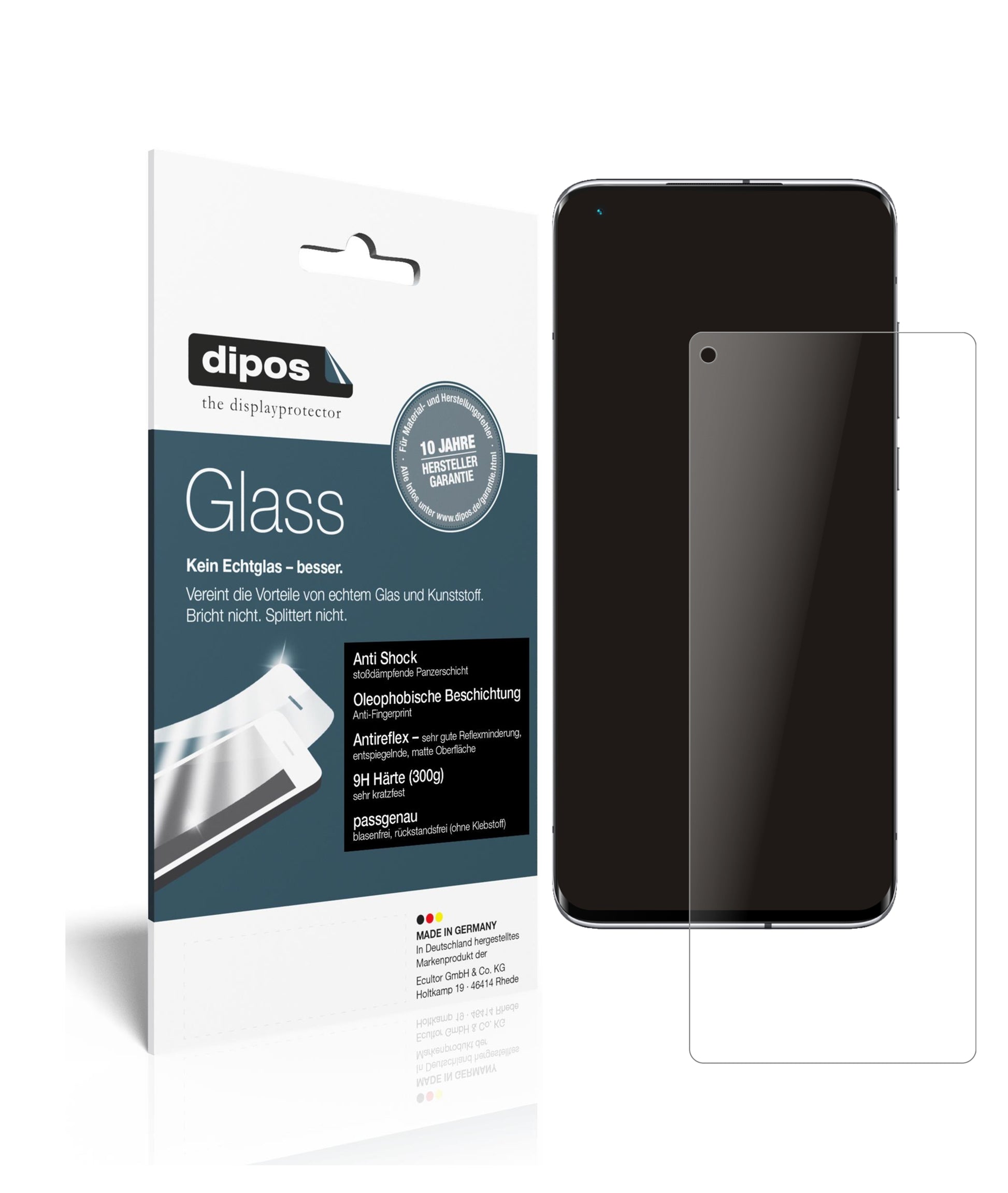 Matte Displayschutzfolie von dipos passend für Xiaomi Mi 10 Ultra, 9H kratzfest und blasenfrei montiert