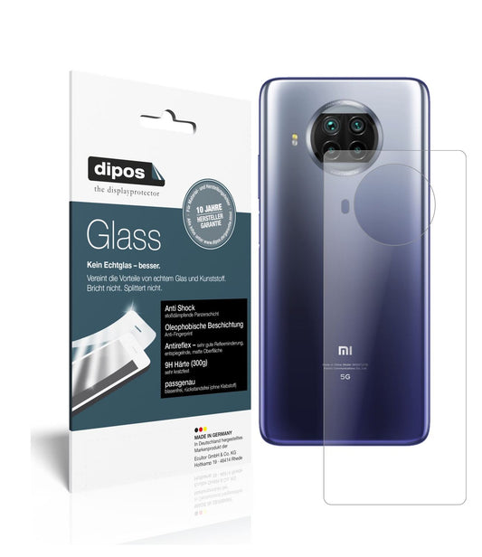 Matte Displayschutzfolie von dipos passend für Xiaomi Mi 10T Lite Rückseite, 9H kratzfest und blasenfrei montiert
