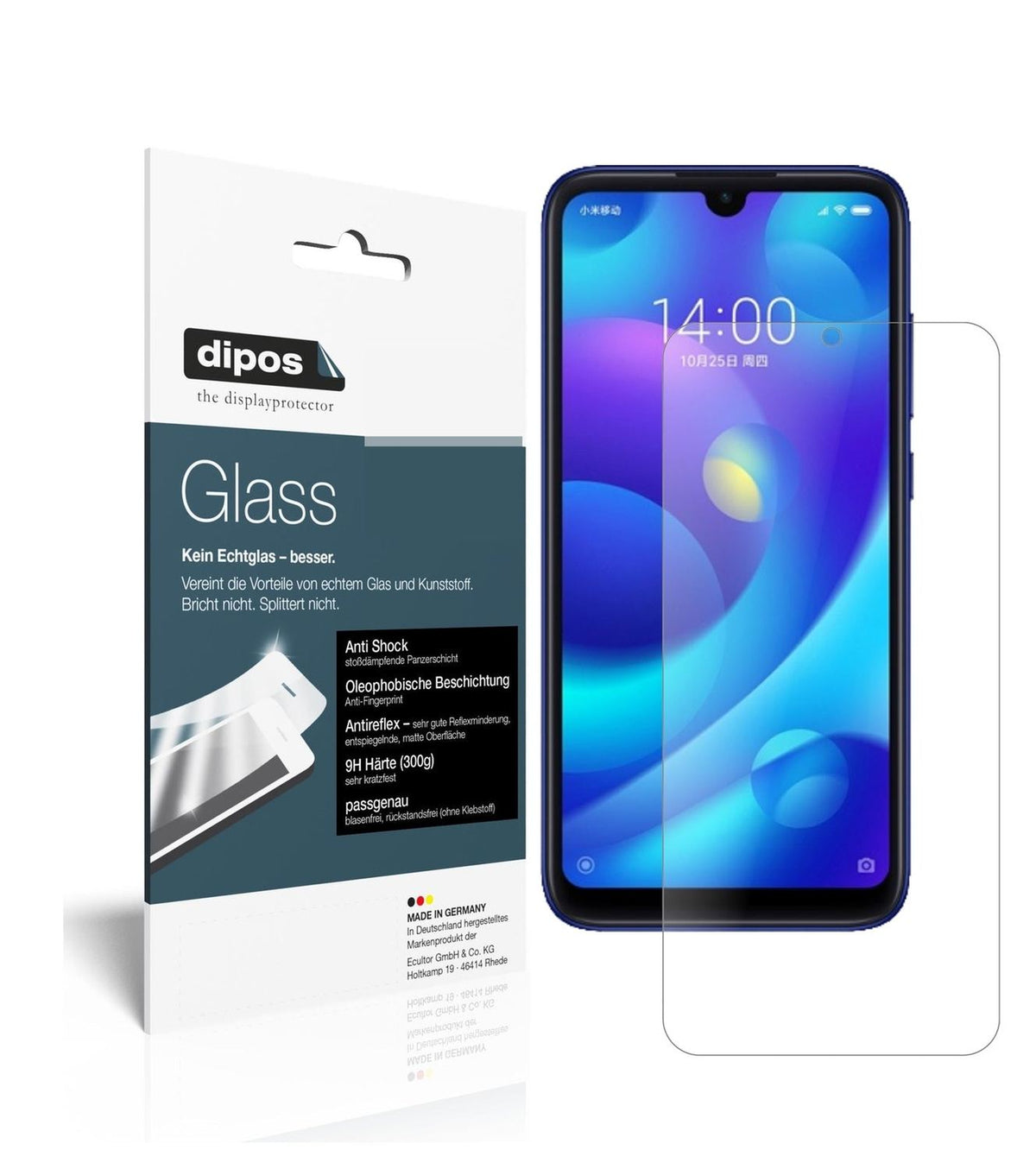 Matte Displayschutzfolie von dipos passend für Xiaomi Mi Play, 9H kratzfest und blasenfrei montiert