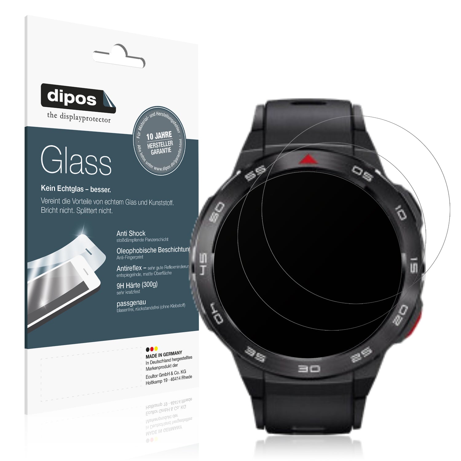 Matte Displayschutzfolie von dipos passend für Xiaomi Mibro GS Pro, 9H kratzfest und blasenfrei montiert