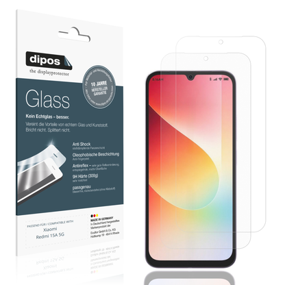 Matte Displayschutzfolie von dipos passend für Xiaomi Redmi 15A 5G, 9H kratzfest und blasenfrei montiert
