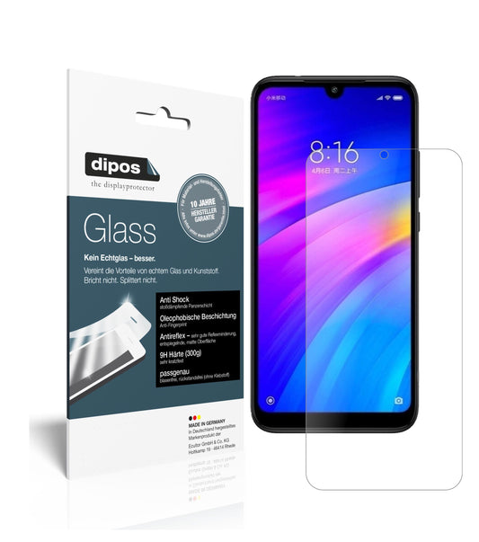 Matte Displayschutzfolie von dipos passend für Xiaomi Redmi 7, 9H kratzfest und blasenfrei montiert