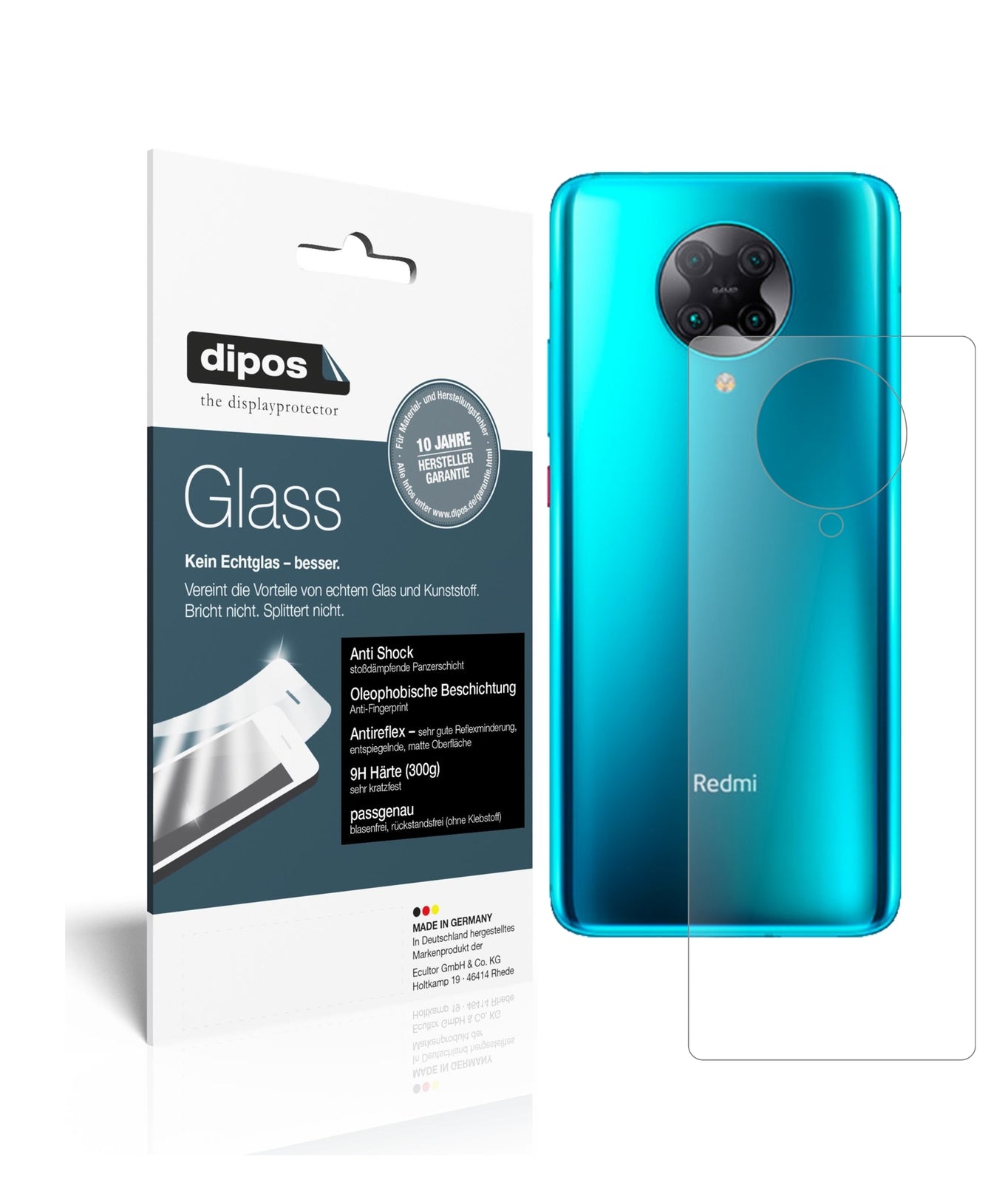 Matte Displayschutzfolie von dipos passend für Xiaomi Redmi K30 Ultra Rückseite, 9H kratzfest und blasenfrei montiert