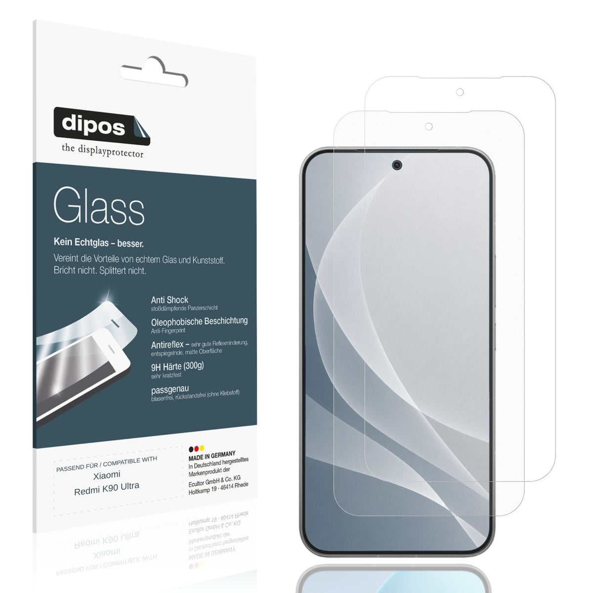 Matte Displayschutzfolie von dipos passend für Xiaomi Redmi K90 Ultra, 9H kratzfest und blasenfrei montiert