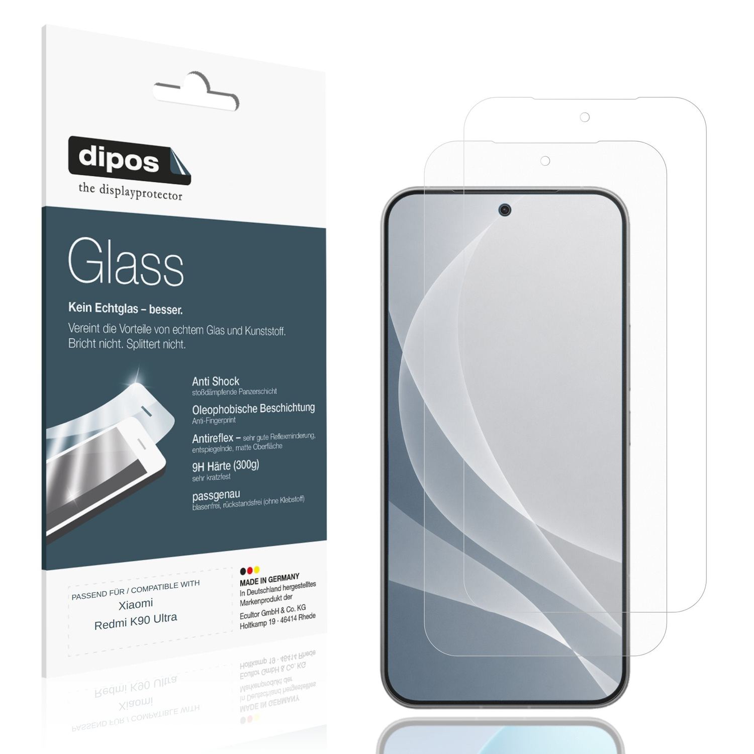 Matte Displayschutzfolie von dipos passend für Xiaomi Redmi K90 Ultra, 9H kratzfest und blasenfrei montiert