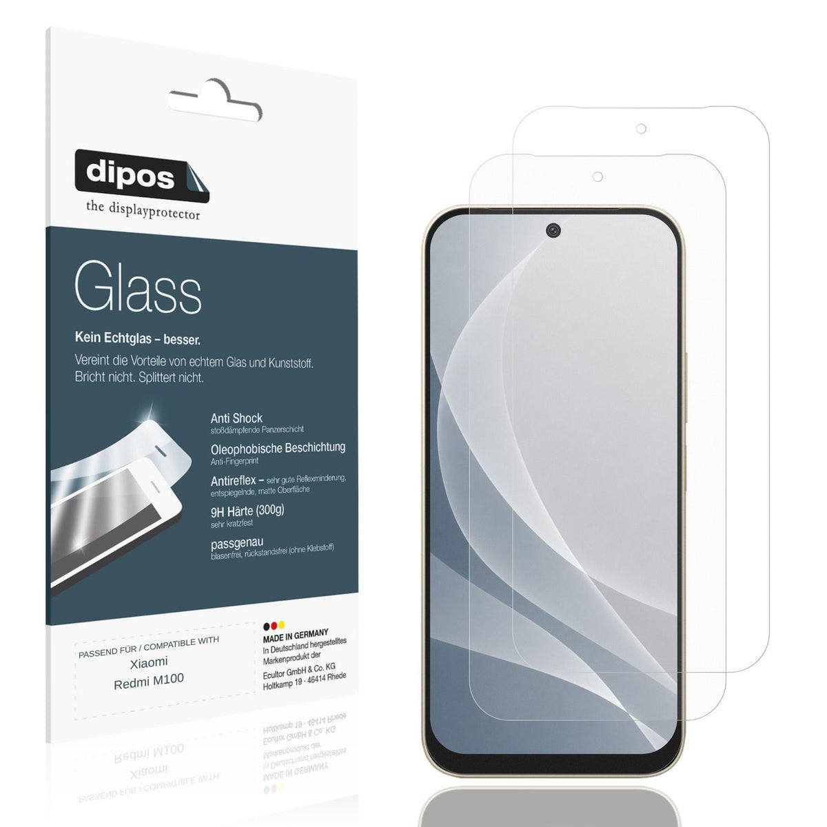 Matte Displayschutzfolie von dipos passend für Xiaomi Redmi M100, 9H kratzfest und blasenfrei montiert