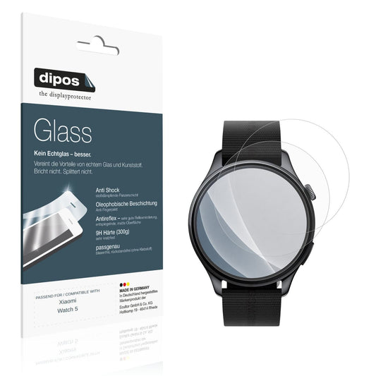 Matte Displayschutzfolie von dipos passend für Xiaomi Watch5, 9H kratzfest und blasenfrei montiert