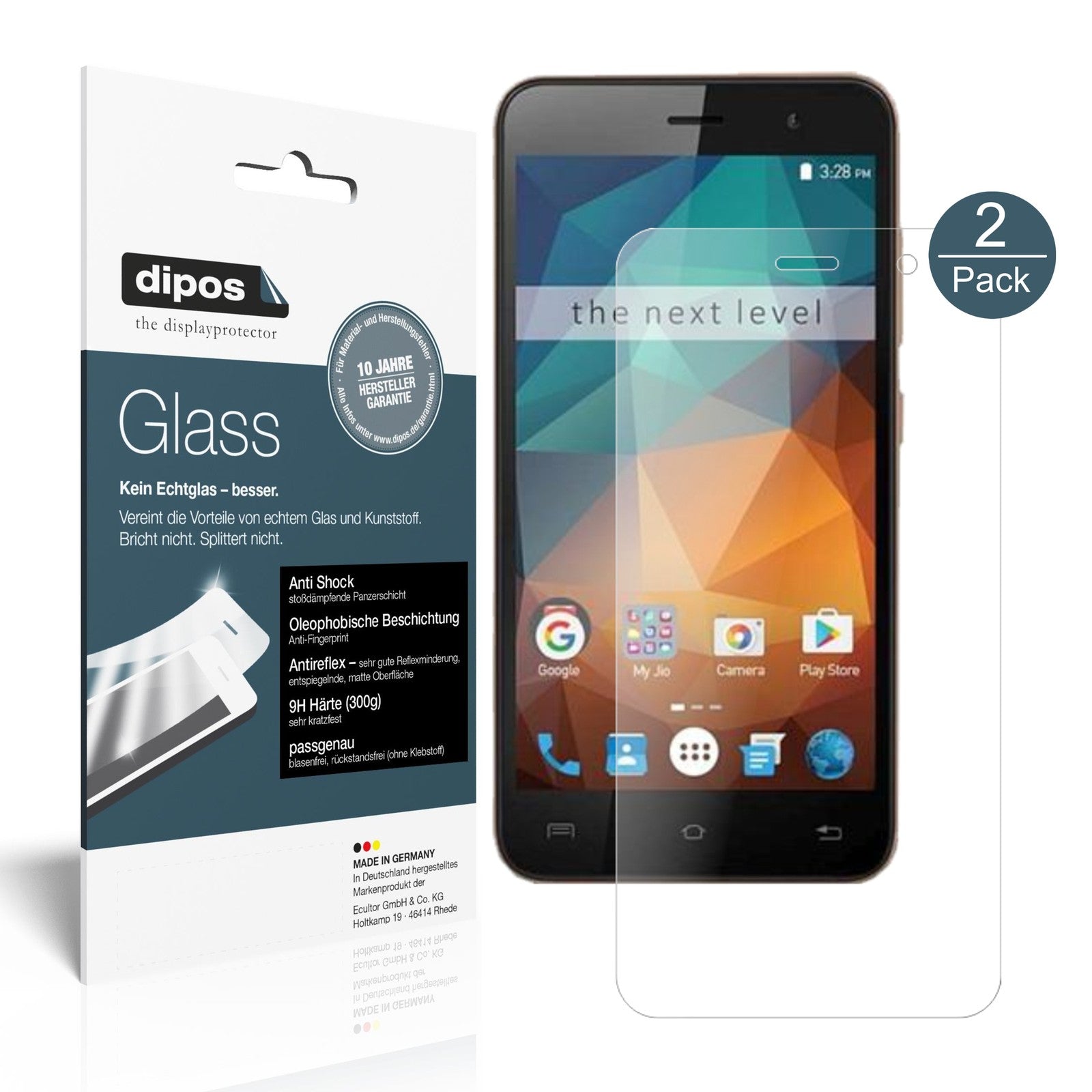 Matte Displayschutzfolie von dipos passend für Xolo Era 2X, 9H kratzfest und blasenfrei montiert