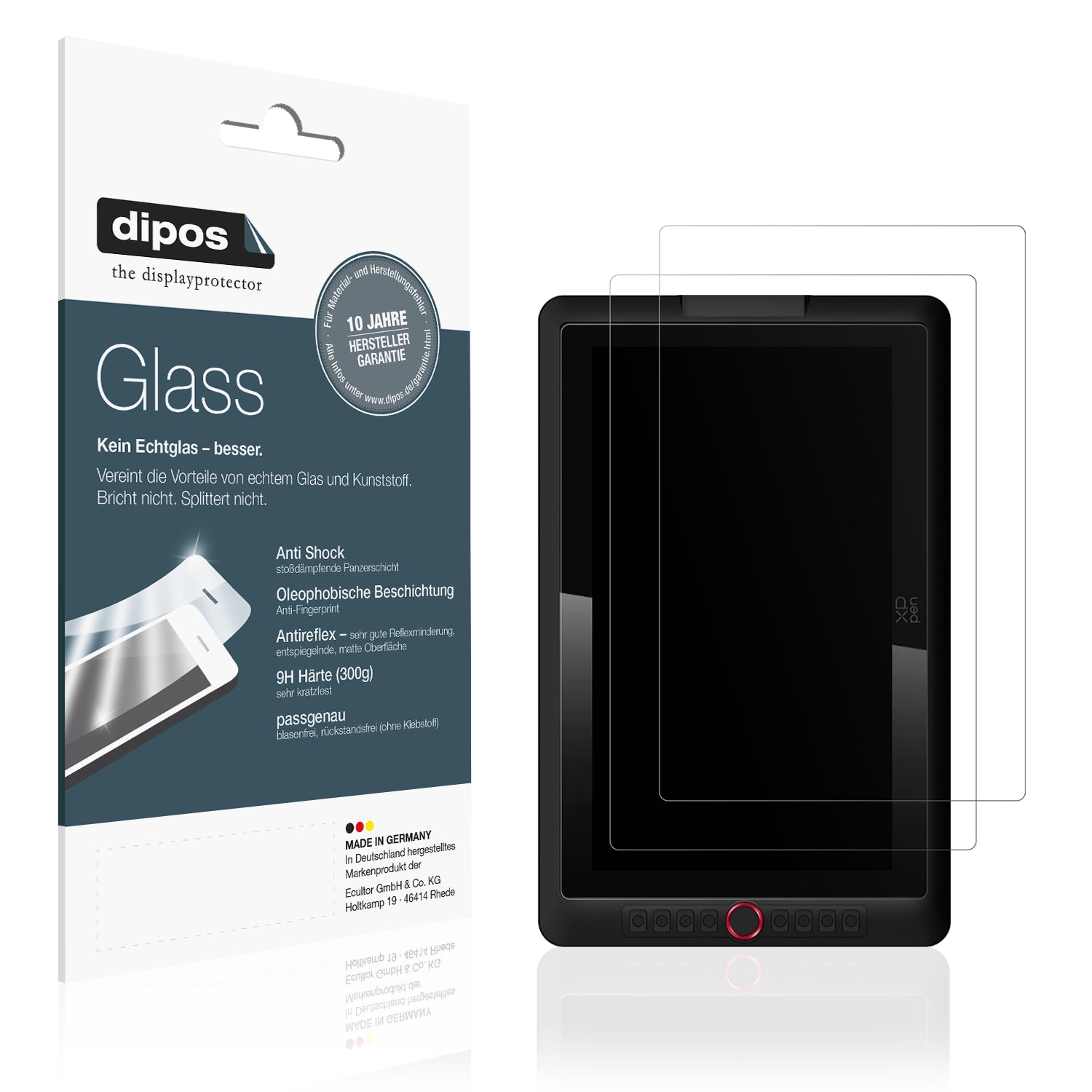Matte Displayschutzfolie von dipos passend für XP-Pen Artist 13.3 Pro V2, 9H kratzfest und blasenfrei montiert