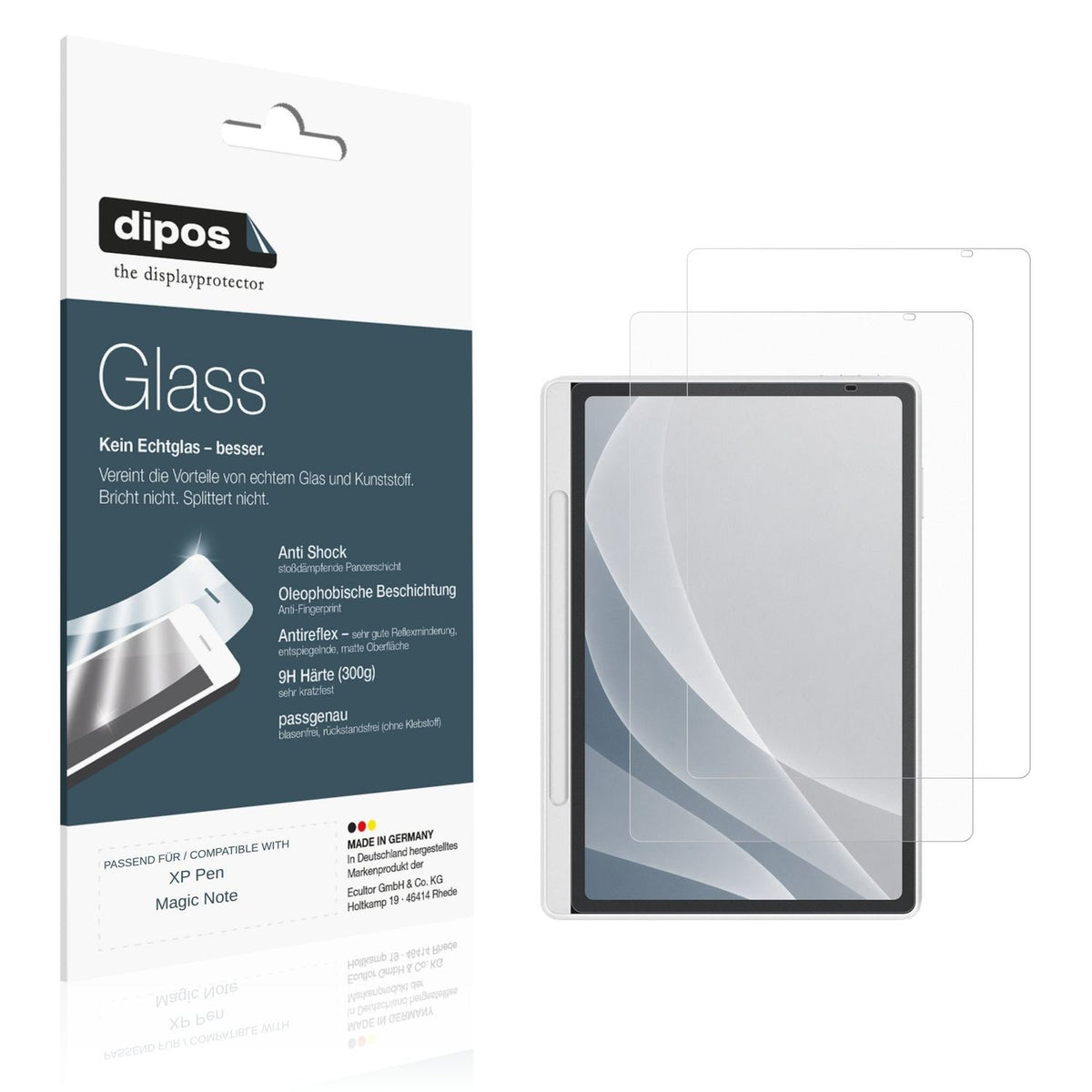 Matte Displayschutzfolie von dipos passend für XP Pen Magic Note, 9H kratzfest und blasenfrei montiert