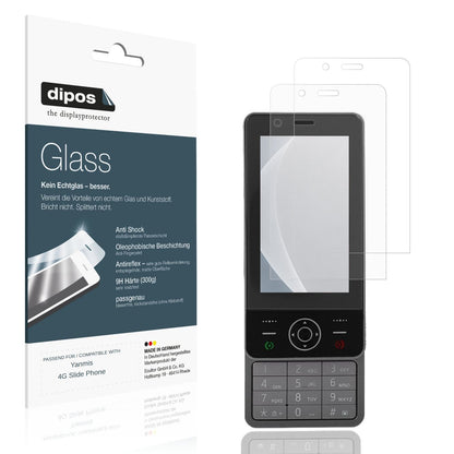 Matte Displayschutzfolie von dipos passend für Yanmis 4G Slide Phone, 9H kratzfest und blasenfrei montiert