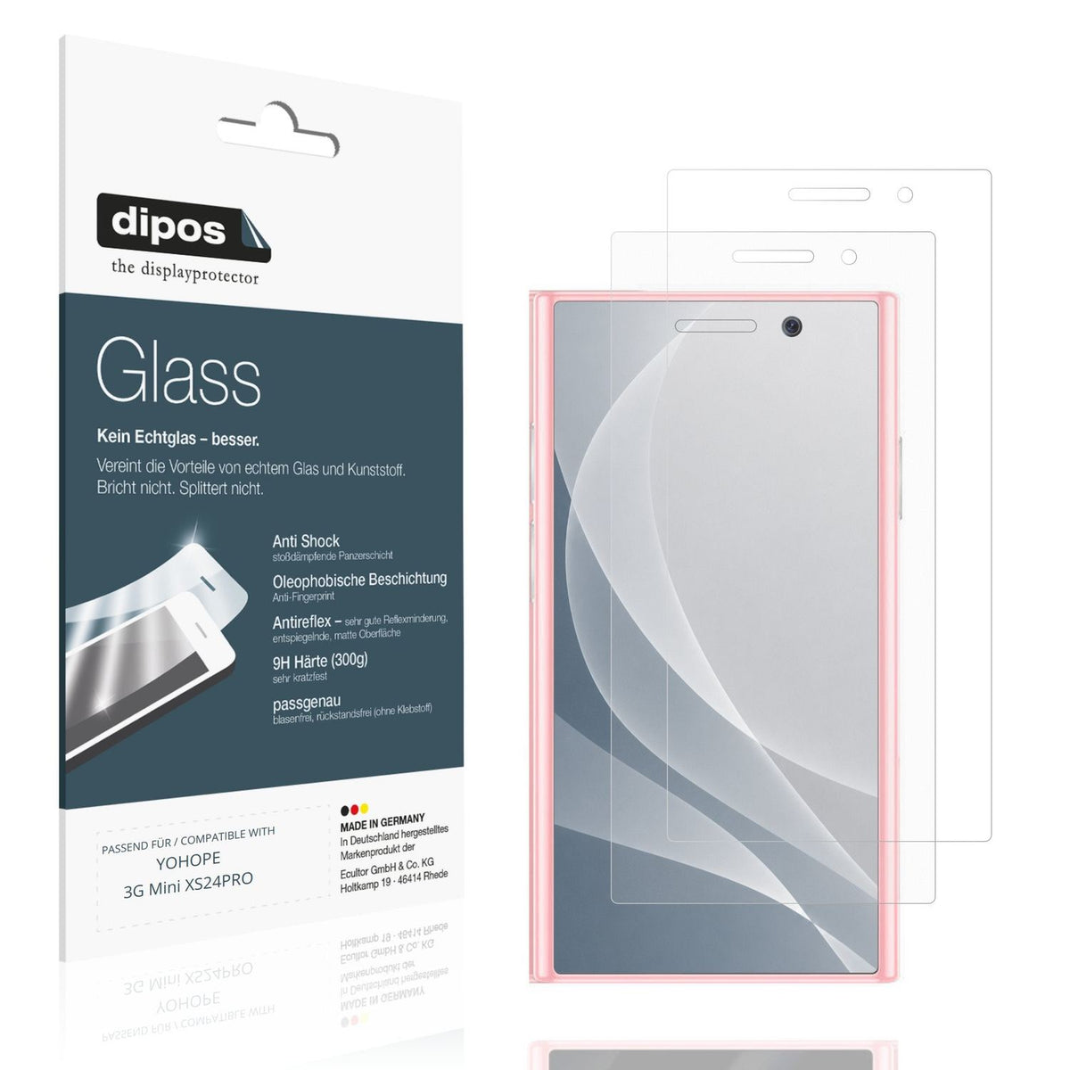 Matte Displayschutzfolie von dipos passend für YOHOPE 3G Mini XS24PRO, 9H kratzfest und blasenfrei montiert