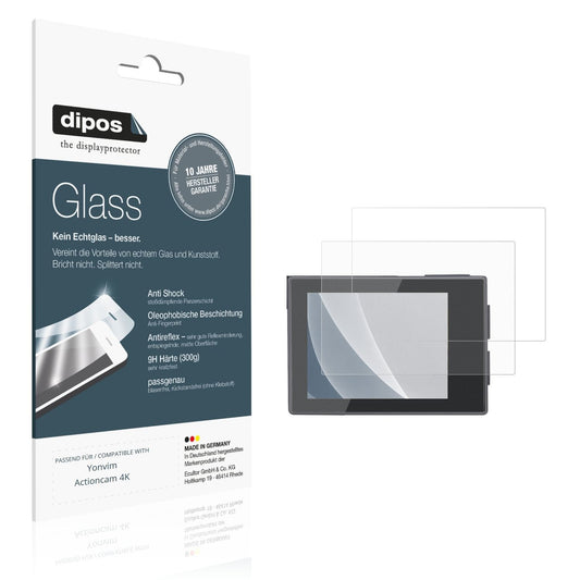 Matte Displayschutzfolie von dipos passend für Yonvim Actioncam 4K, 9H kratzfest und blasenfrei montiert
