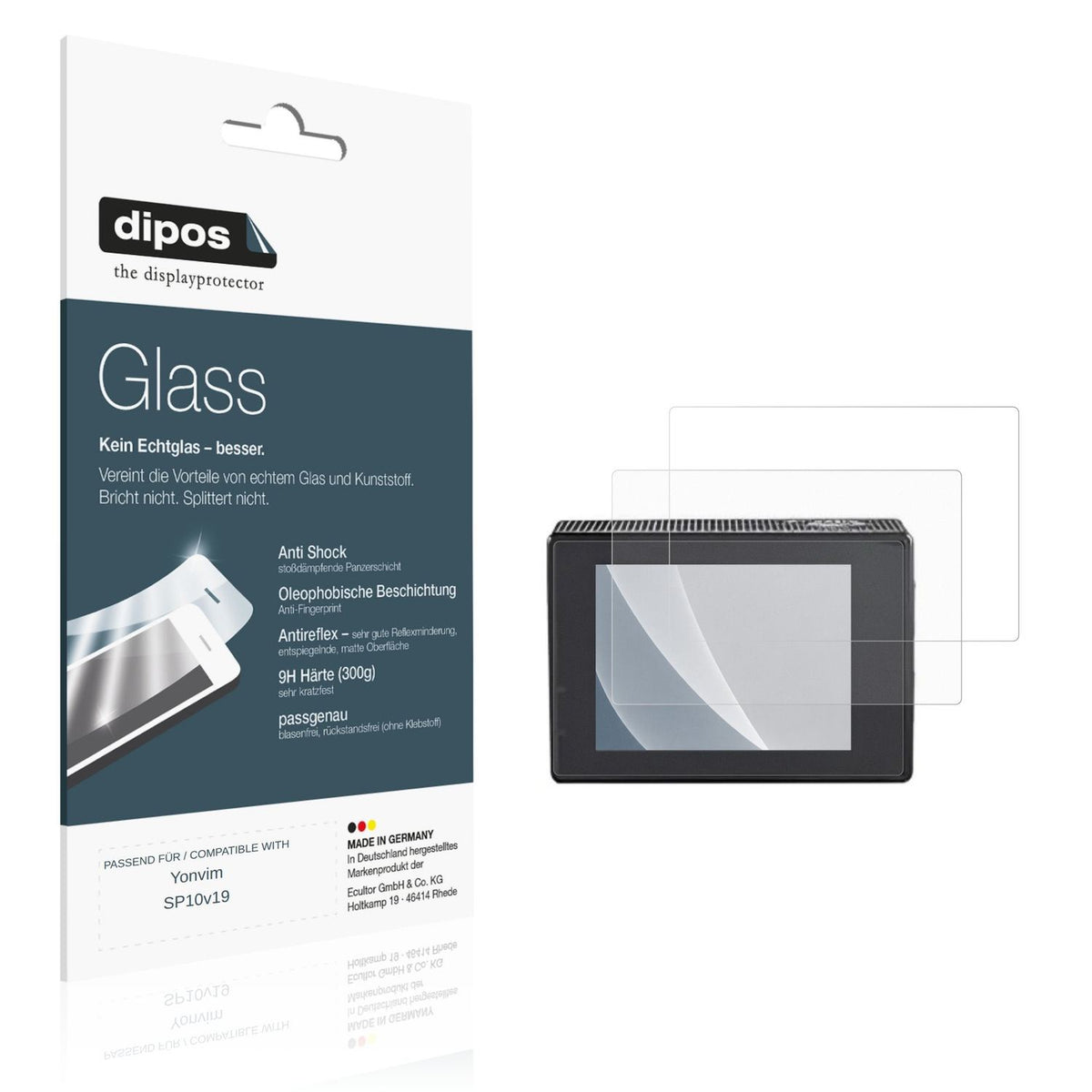 Matte Displayschutzfolie von dipos passend für Yonvim SP10v19, 9H kratzfest und blasenfrei montiert