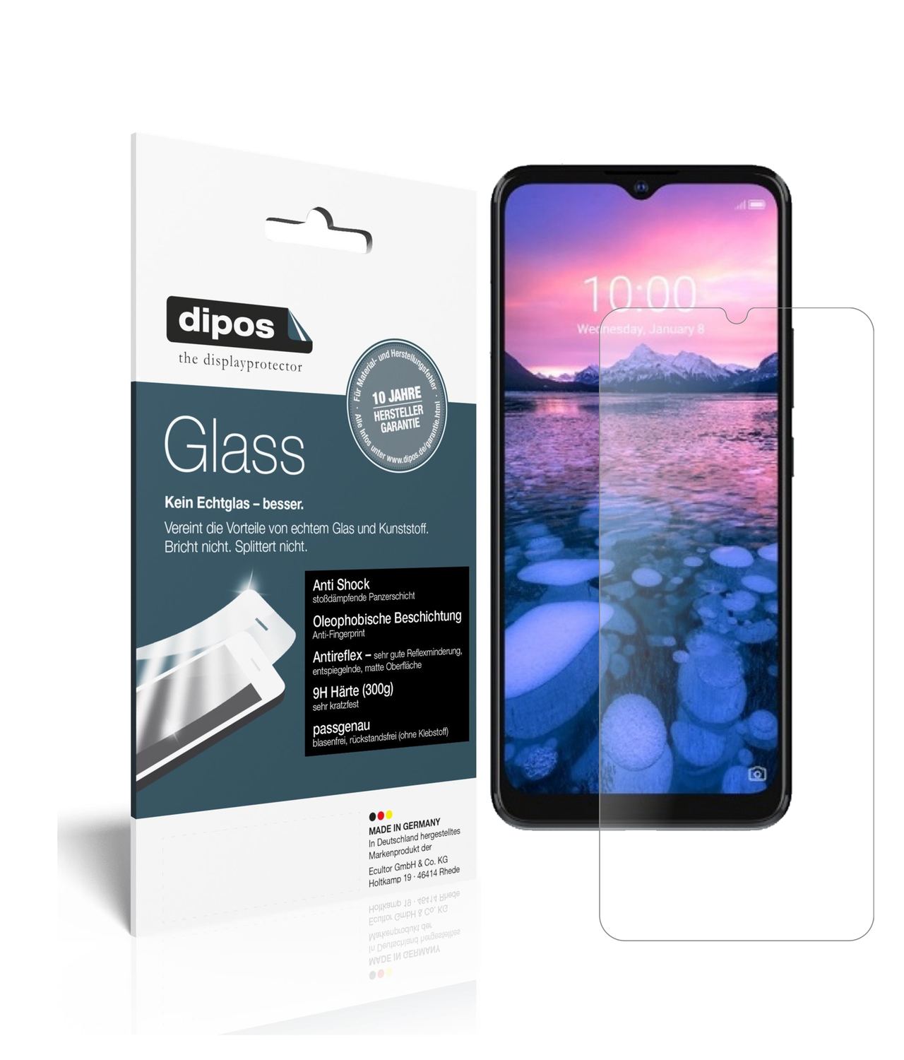 Matte Displayschutzfolie von dipos passend für ZTE Blade 20 5G, 9H kratzfest und blasenfrei montiert