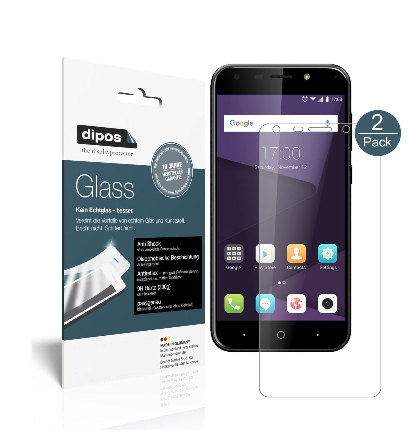 Matte Displayschutzfolie von dipos passend für ZTE Blade A6, 9H kratzfest und blasenfrei montiert