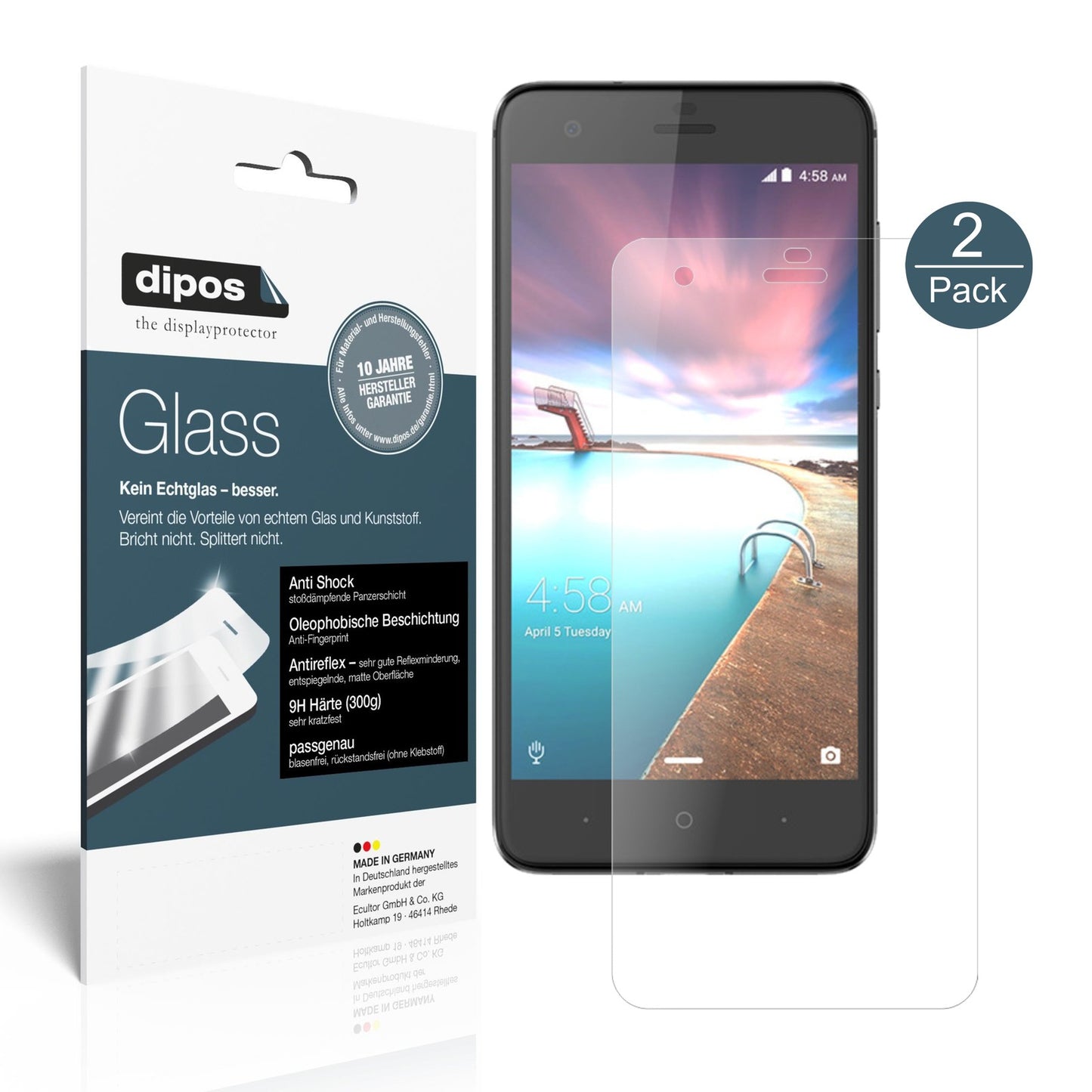 Matte Displayschutzfolie von dipos passend für ZTE Hawkeye, 9H kratzfest und blasenfrei montiert