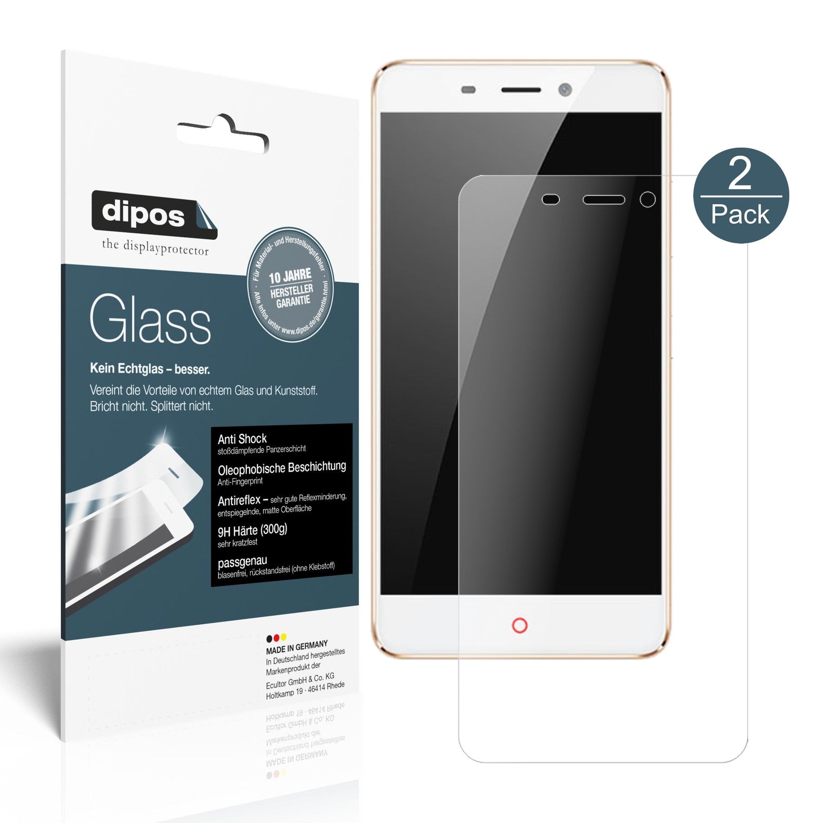 Matte Displayschutzfolie von dipos passend für ZTE Nubia N1, 9H kratzfest und blasenfrei montiert