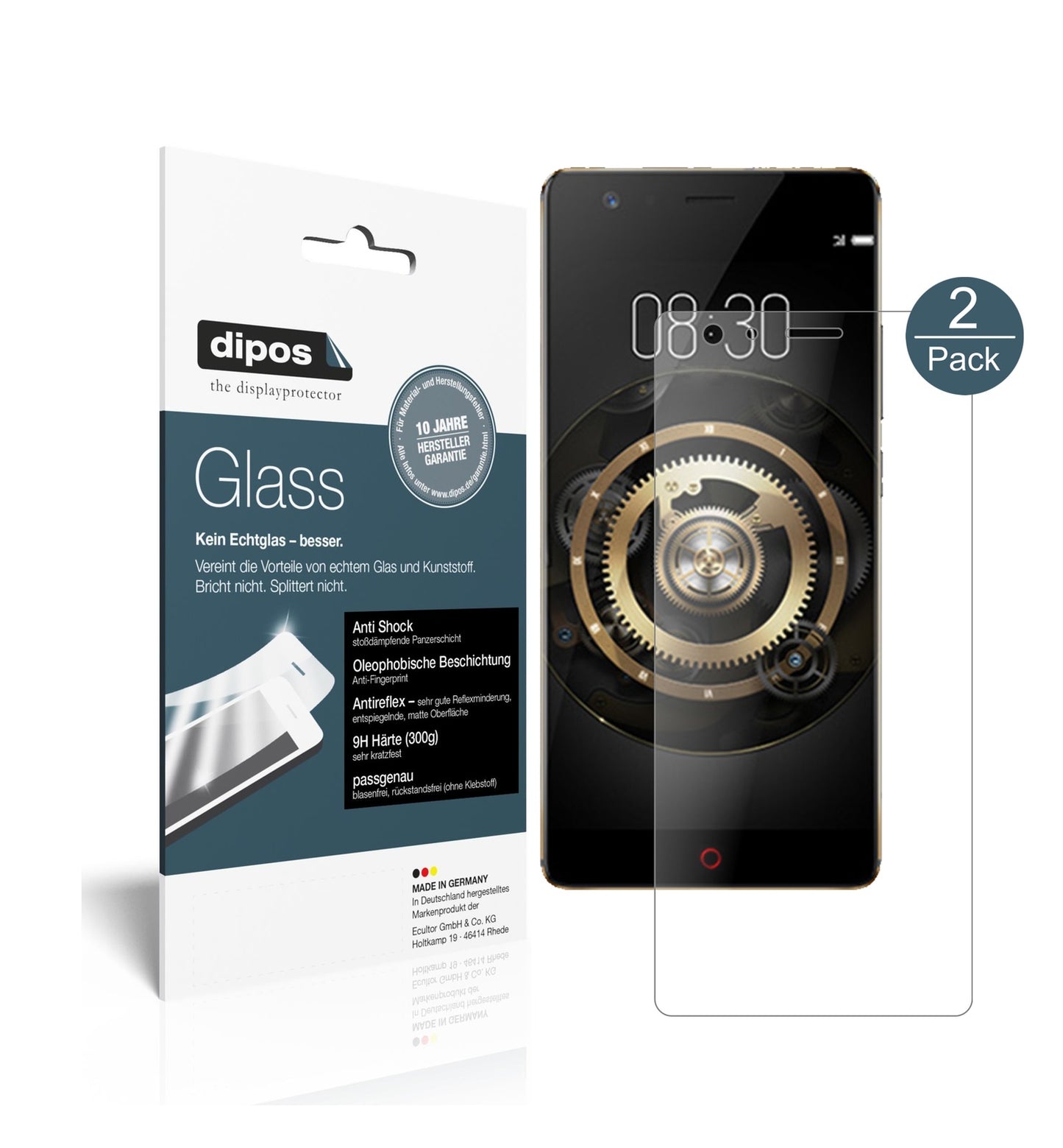 Matte Displayschutzfolie von dipos passend für ZTE Nubia Z17 Lite, 9H kratzfest und blasenfrei montiert