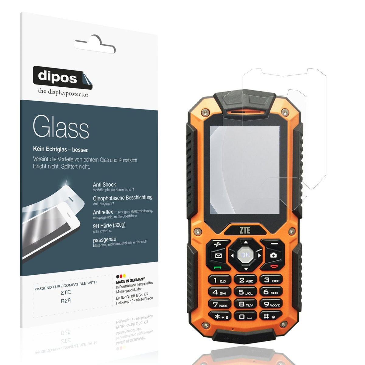 Matte Displayschutzfolie von dipos passend für ZTE R28, 9H kratzfest und blasenfrei montiert