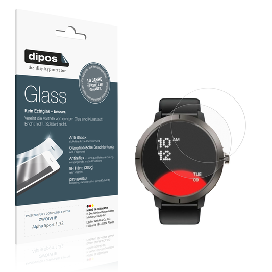 Matte Displayschutzfolie von dipos passend für ZWOIVHE Alpha Sport 1.32, 9H kratzfest und blasenfrei montiert