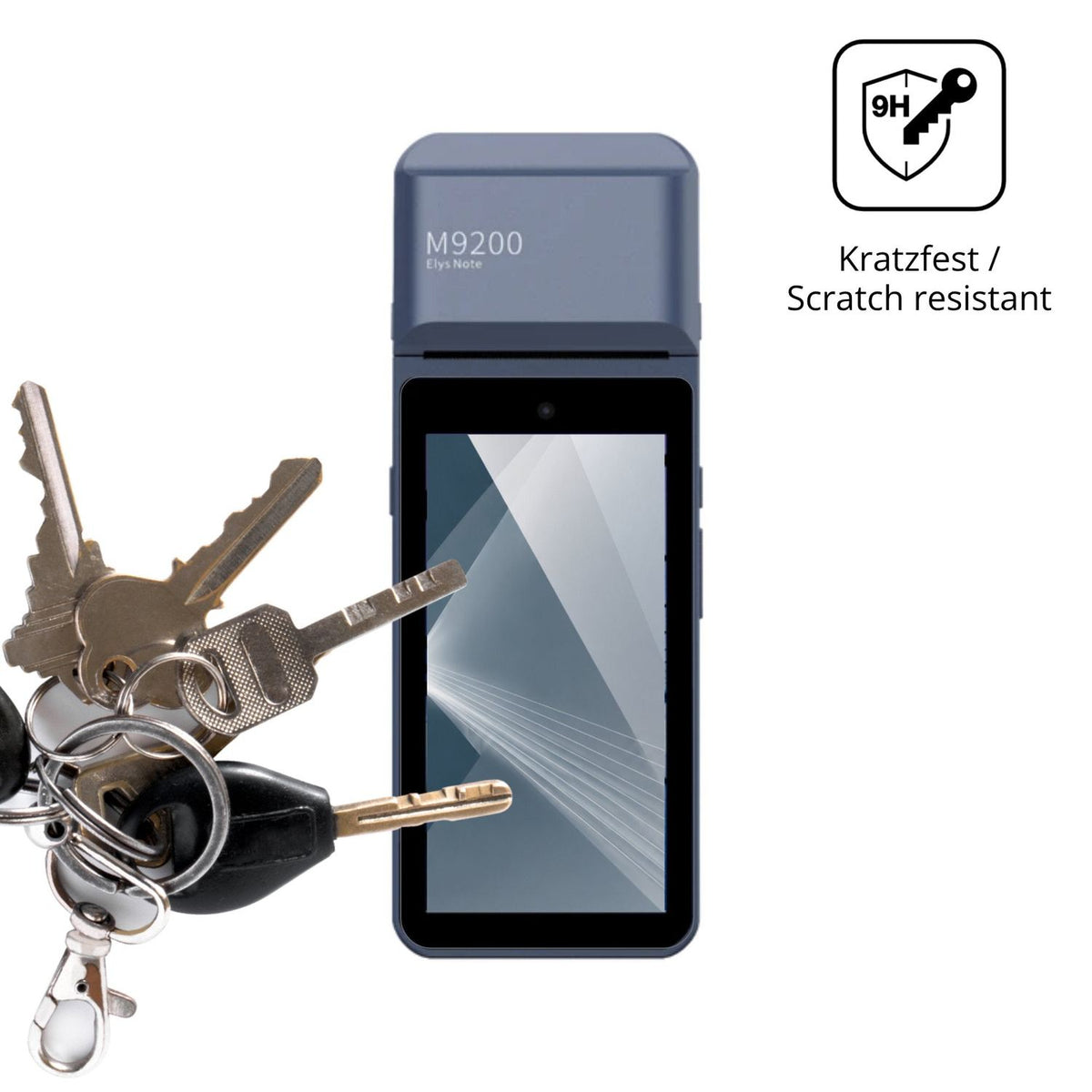 dipos Displayschutz für Pax M9200, transparente Oberfläche, perfekte Passform auch für die Rundungen