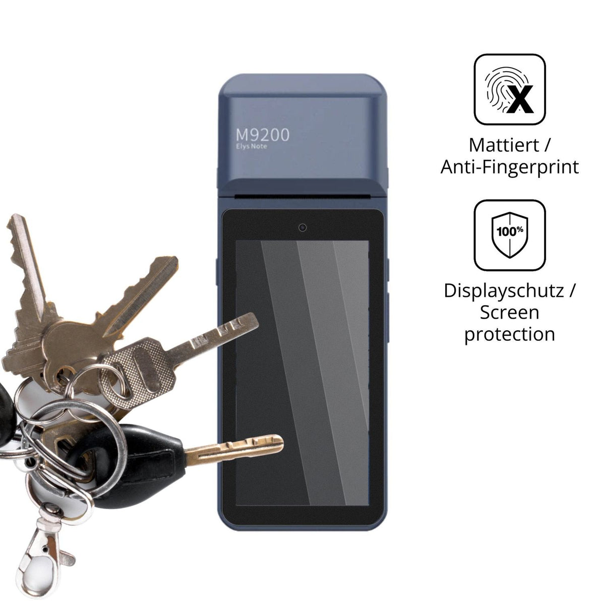 dipos Displayschutz für Pax M9200, mattierte Oberfläche, Blickschutzfilter und perfekter Passform