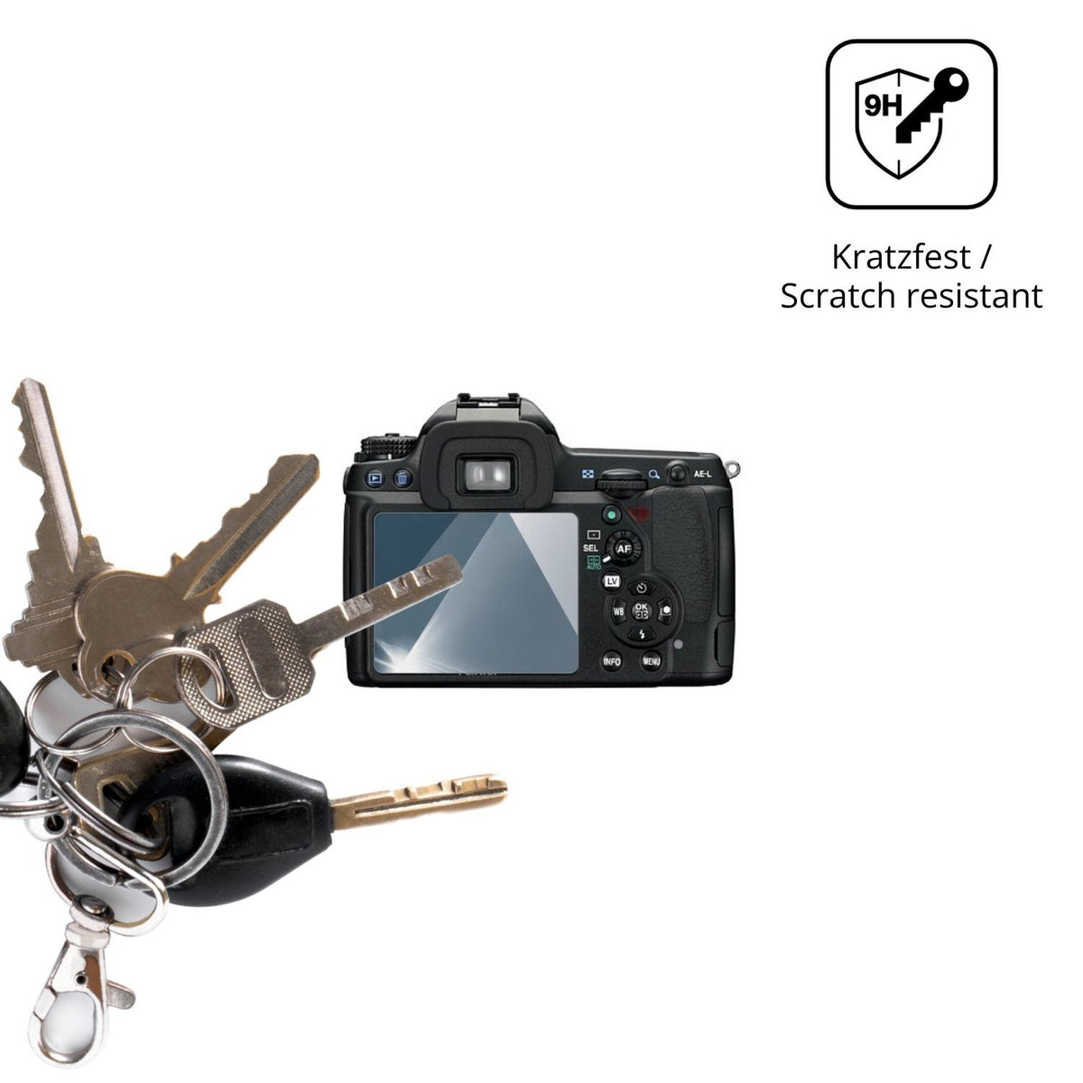 dipos Displayschutz für Pentax K7, transparente Oberfläche, perfekte Passform auch für die Rundungen