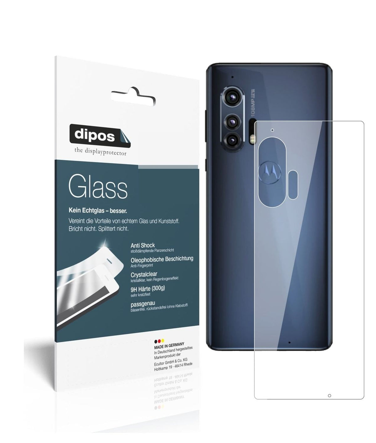 1x 9H Schutzfolie für Motorola Edge Plus Rückseite Panzerfolie