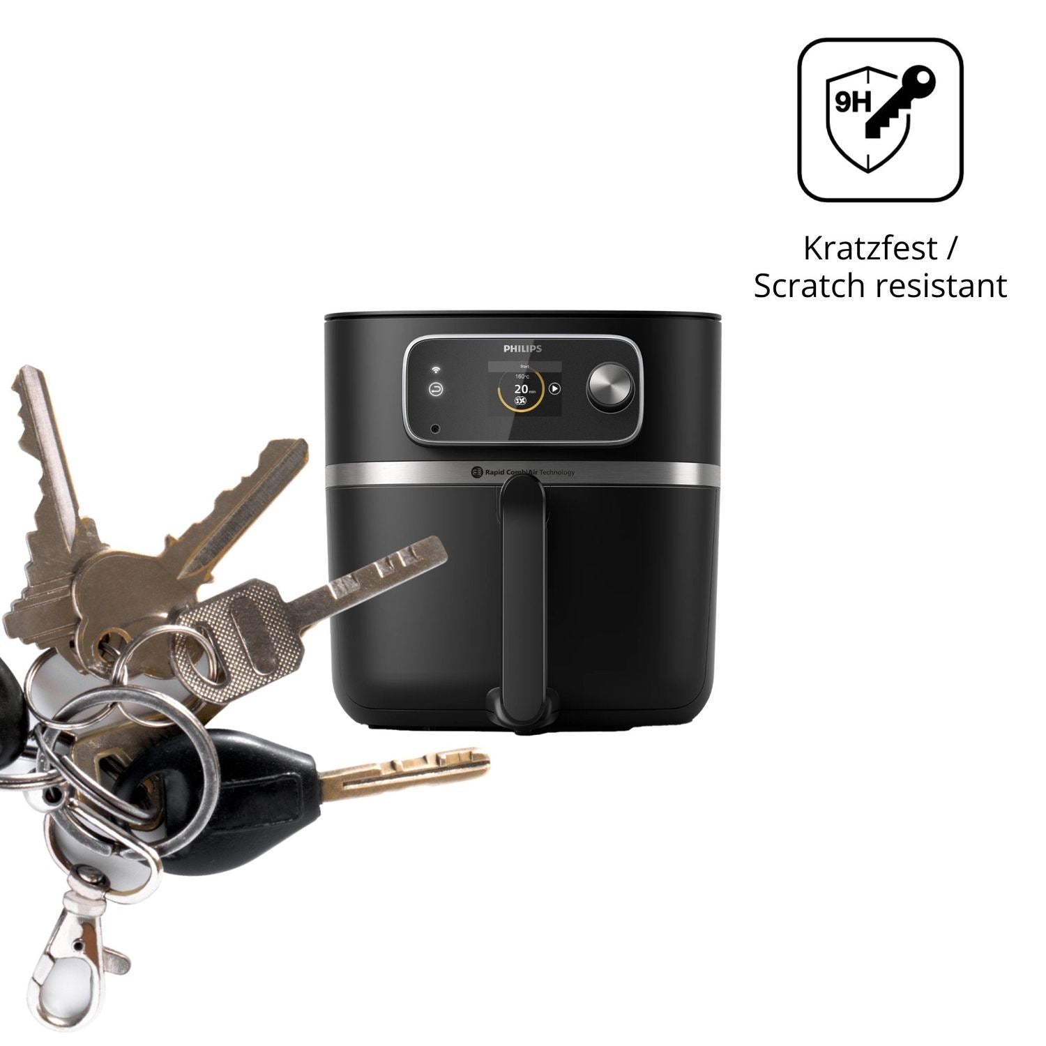 dipos Displayschutz für Philips Airfryer HD9880/90, mattierte Oberfläche, robuste Festigkeit und perfekte Passform