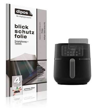 Blickschutzfolie von dipos passend für Philips Airfryer 5000 Series XXL, präziser Zuschnitt und blasenfrei montiert