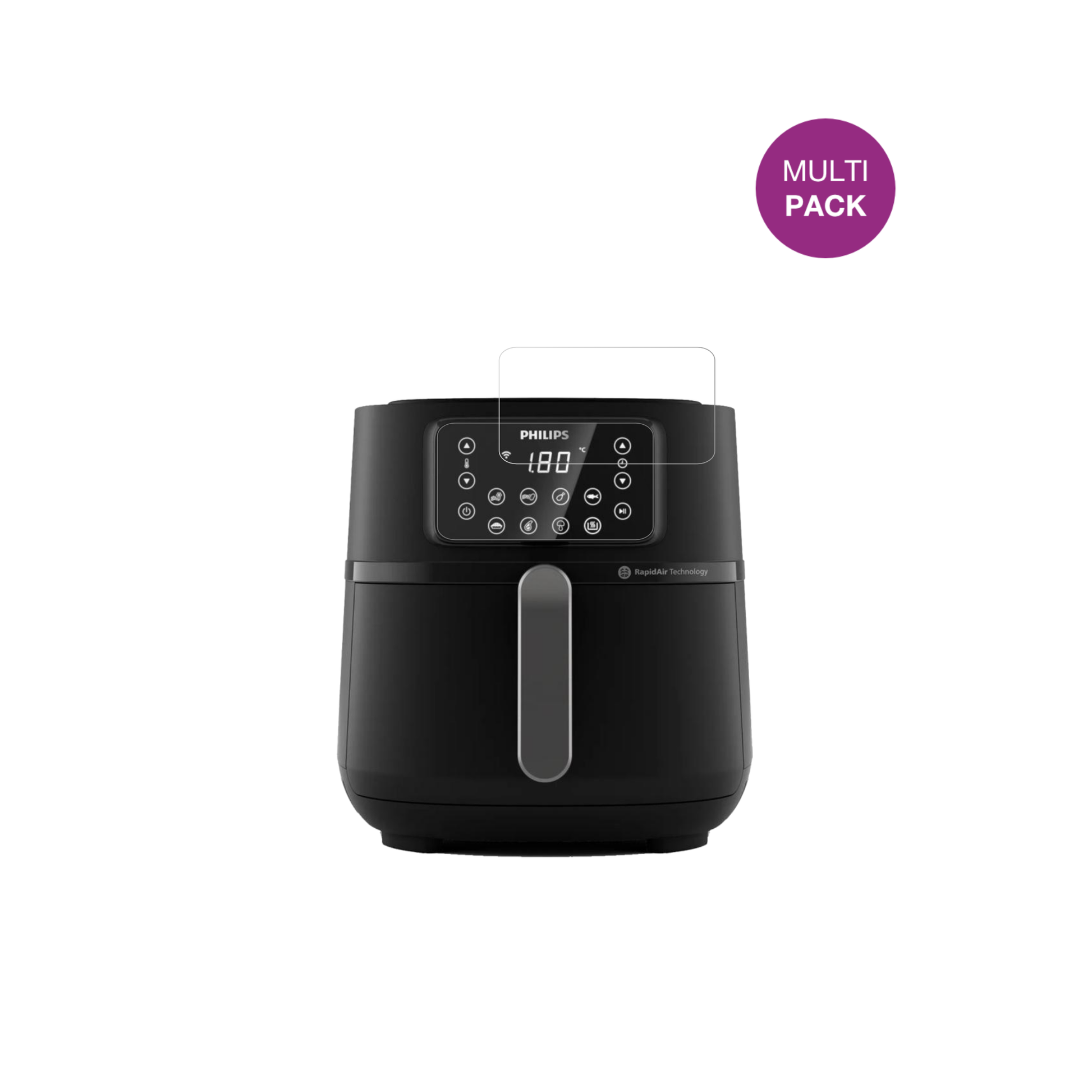 PhilipsAirfryer 5000 Series XXL mit aufgebrachter dipos Displayschutzfolie, glasklare Darstellung ohne Einschränkungen