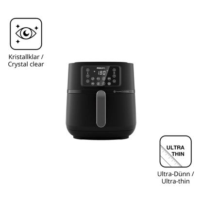 Dünne und klare Folie passend zugeschnitten für Philips Airfryer 5000 Series XXL