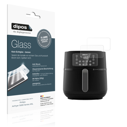 Matte Displayschutzfolie von dipos passend für Philips Airfryer 5000 Series XXL, 9H kratzfest und blasenfrei montiert