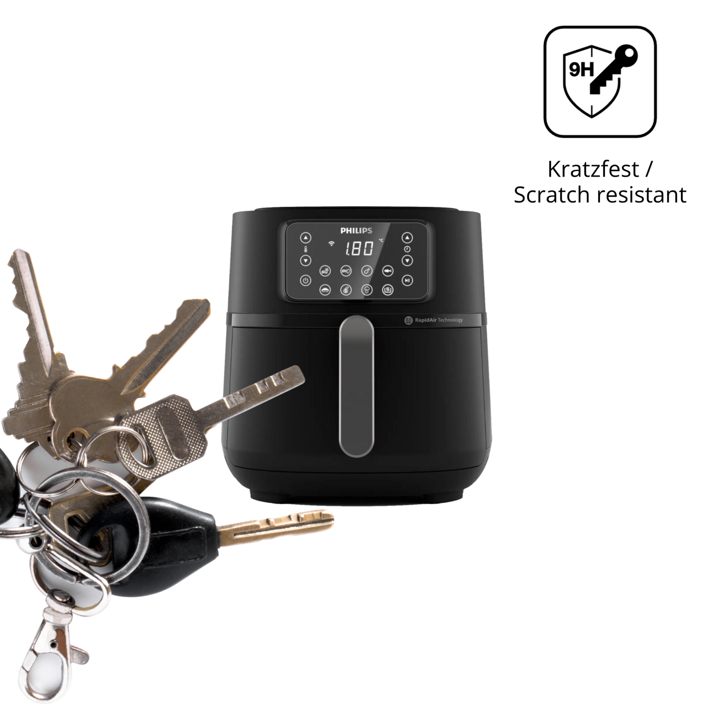 dipos Displayschutz für Philips Airfryer 5000 Series XXL, mattierte Oberfläche, robuste Festigkeit und perfekte Passform