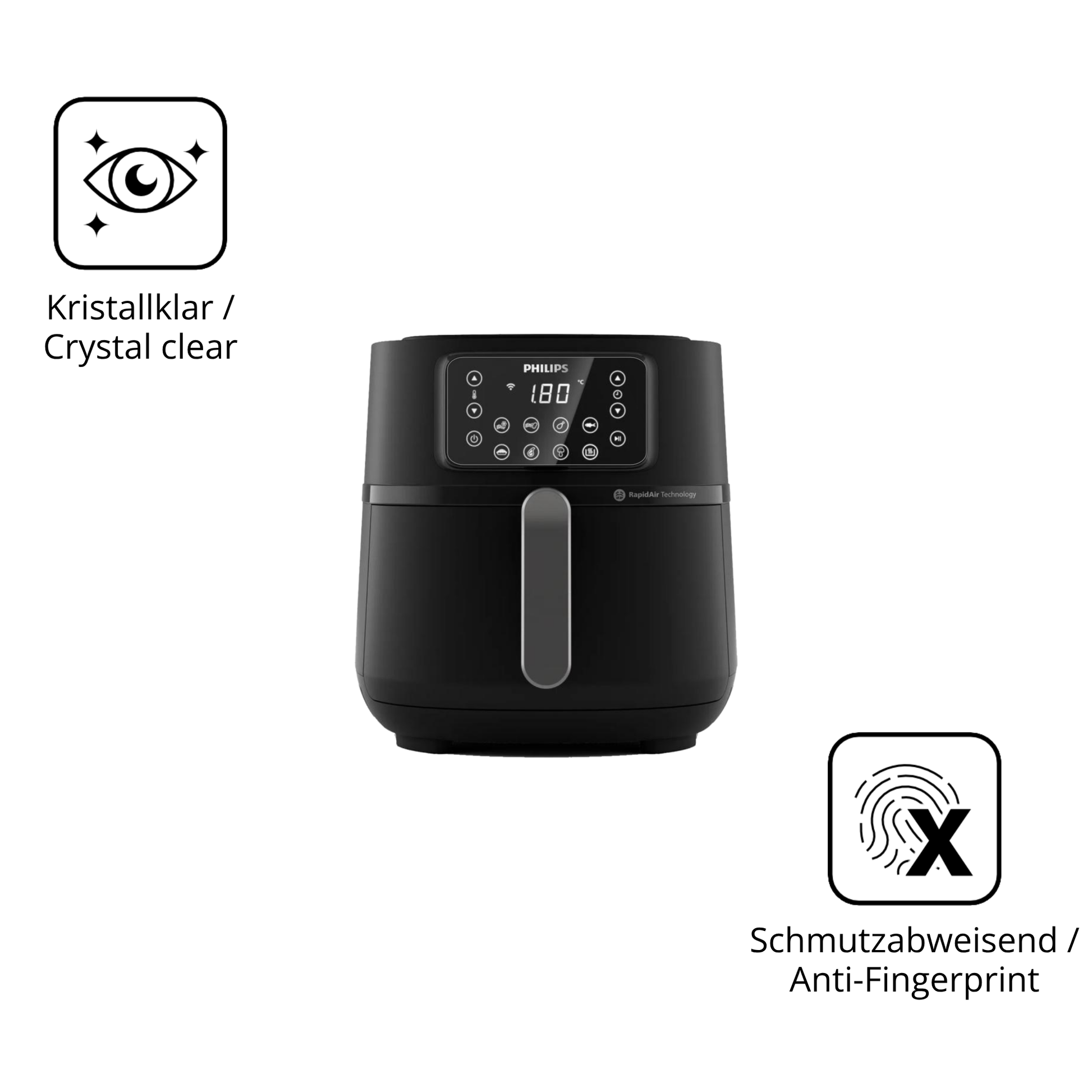 Flexible TPU-Folie passend zugeschnitten für Philips Airfryer 5000 Series XXL, vollständige Abdeckung