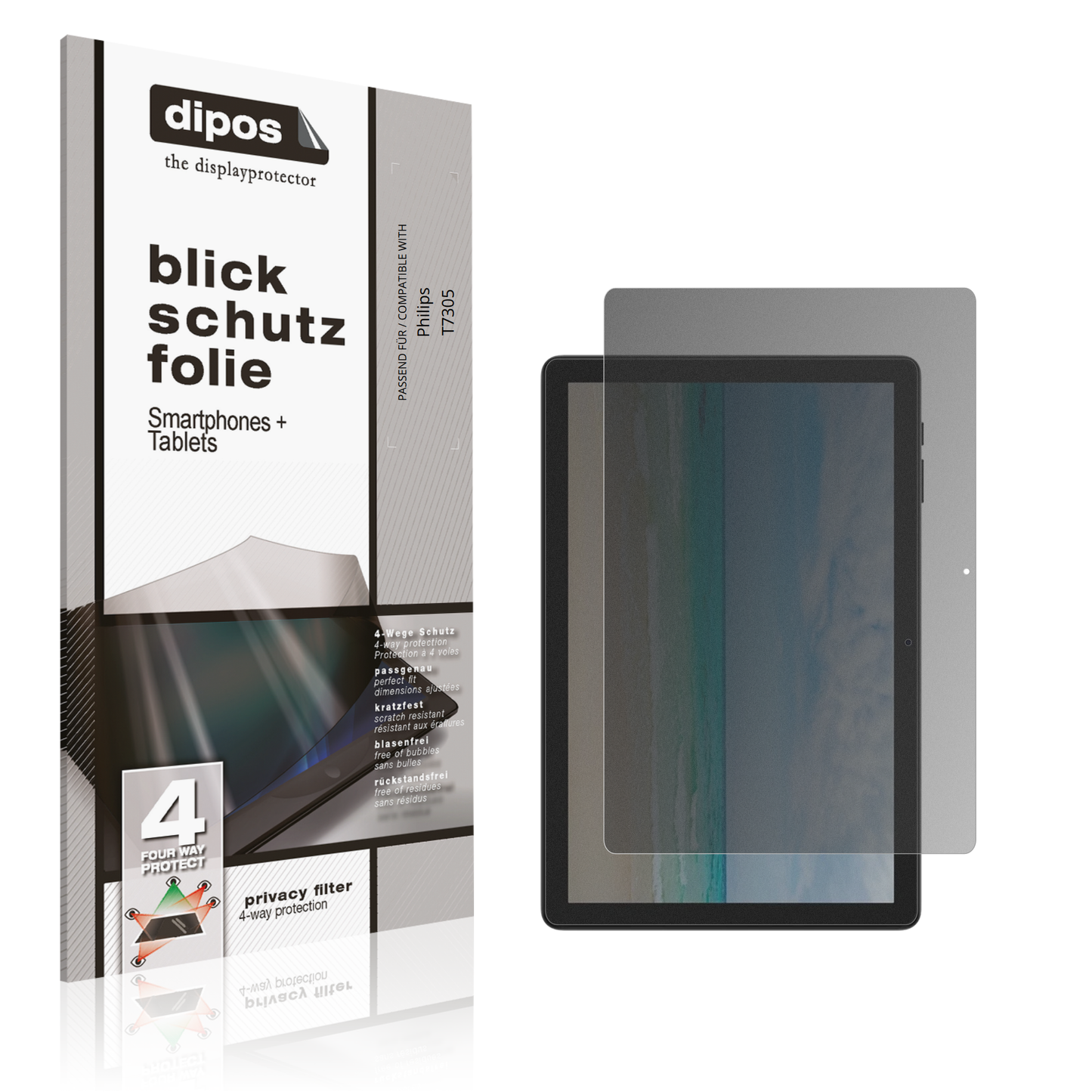 Blickschutzfolie von dipos passend für Philips T7305, präziser Zuschnitt und blasenfrei montiert
