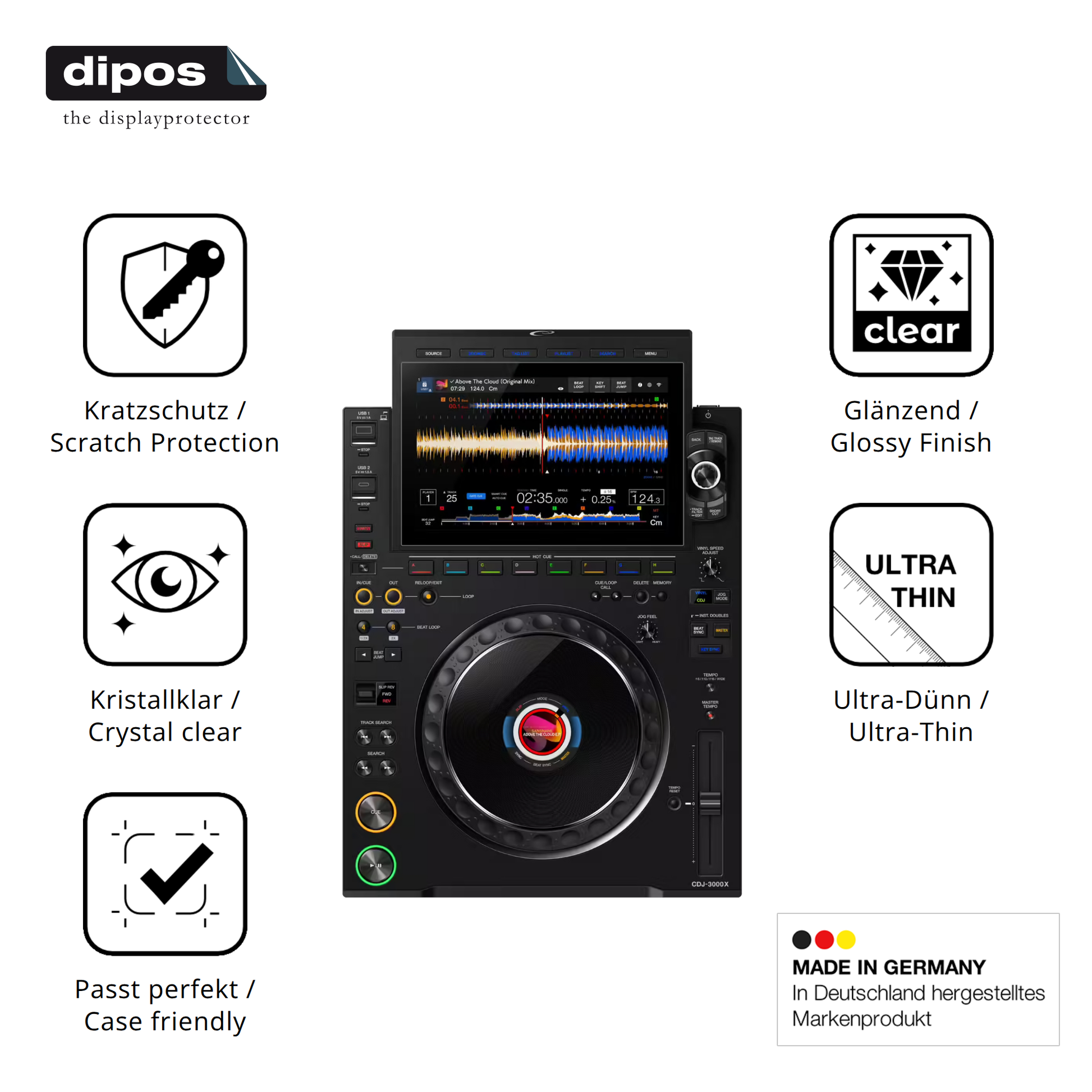 Displayschutz hergestellt in Deutschland, höchste Qualität made in Germany
