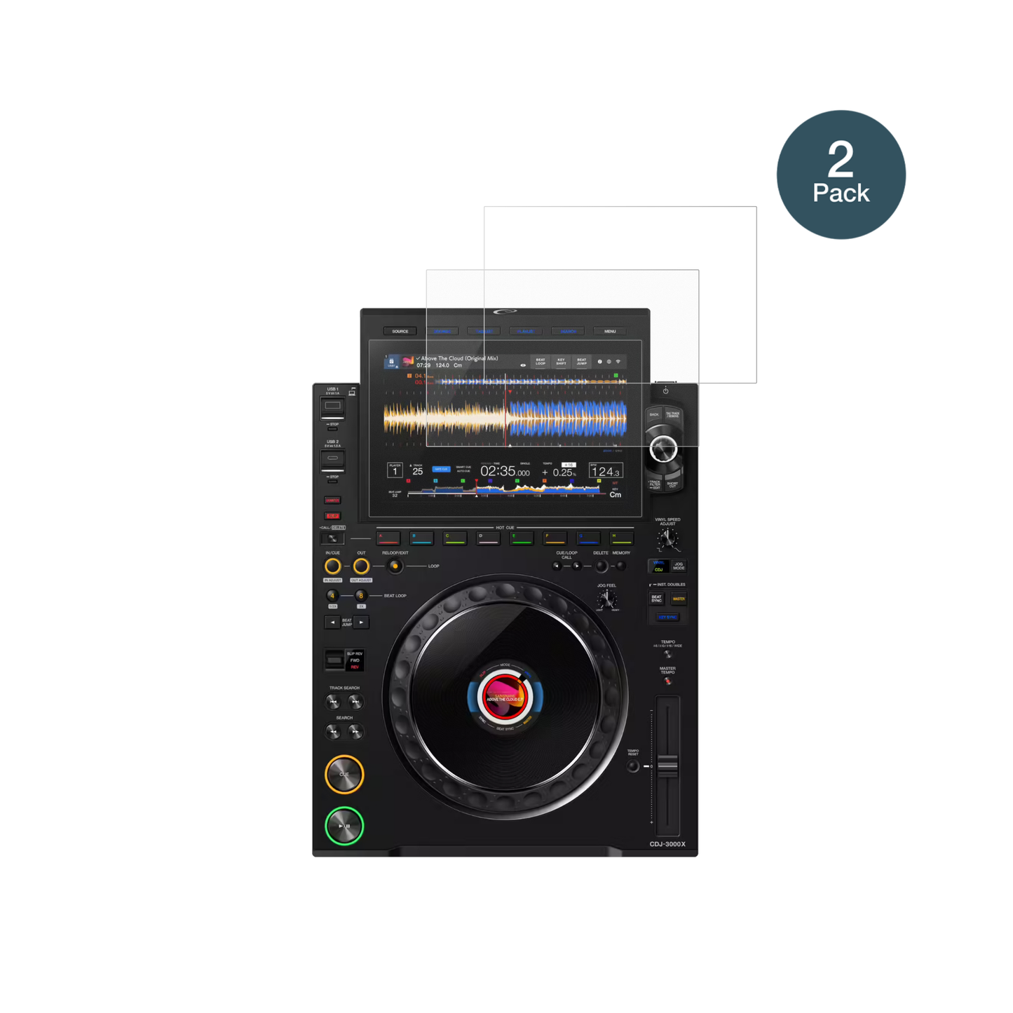 PioneerCDJ 3000X mit aufgebrachter dipos Panzerfolie, die lästige Fingerabdrücke minimiert