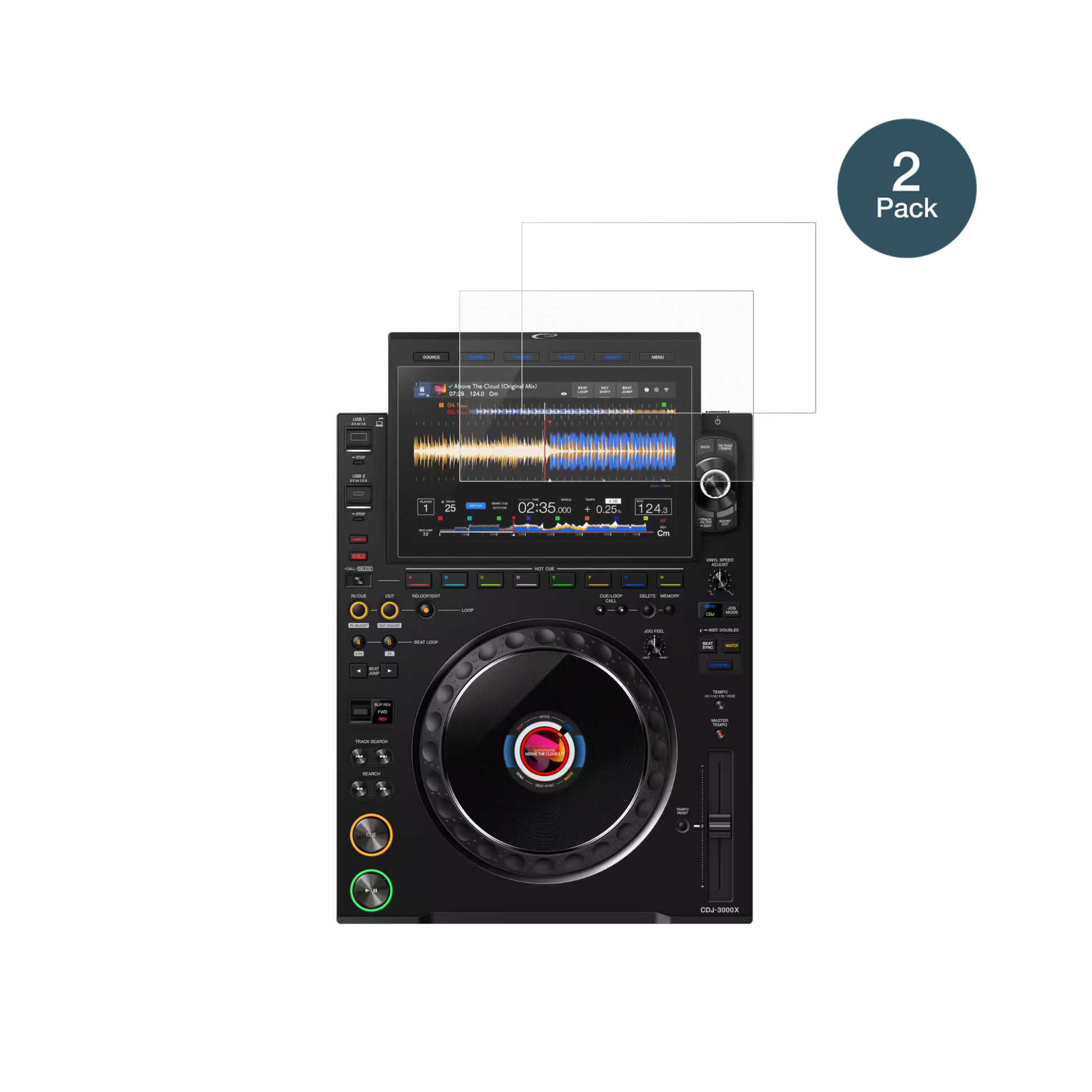 PioneerCDJ 3000X mit aufgebrachter dipos Panzerfolie, die lästige Fingerabdrücke minimiert