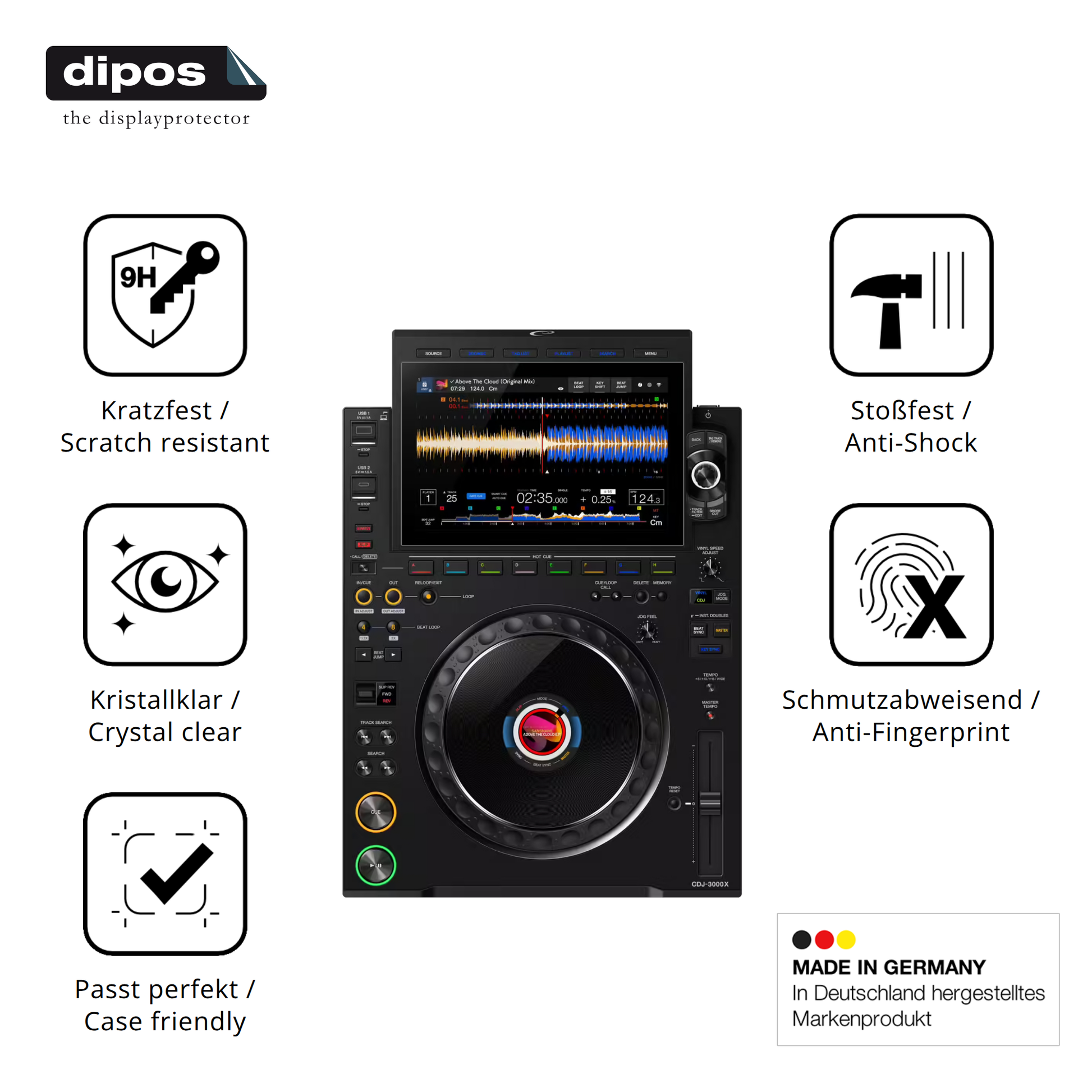 Displayschutz hergestellt in Deutschland, höchste Qualität made in Germany