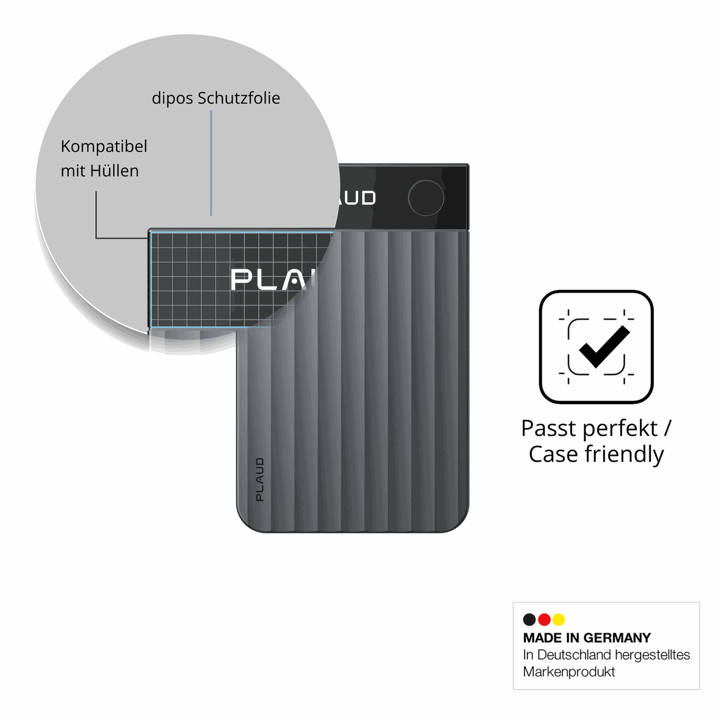 Schutzfolie mit optimaler Passform, zur Verwendung mit Hüllen geeignet