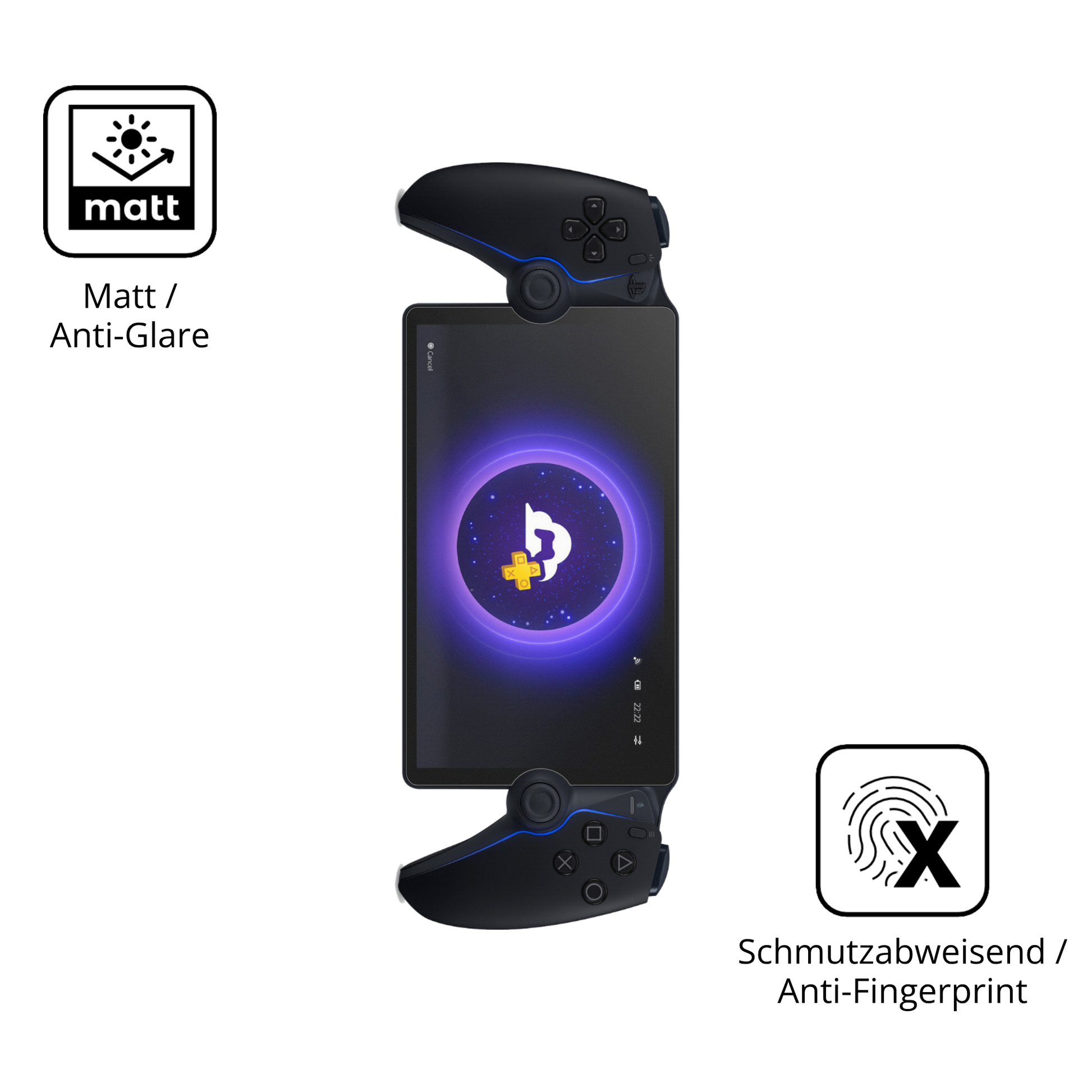 Dünne und entspiegelnde Folie passend zugeschnitten für Playstation Portal Remote 8 Zoll